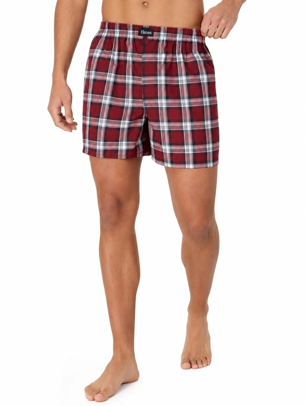 Hanes Premium Men's Stretch Woven Boxer 4pk Boxer Shorts Red/Black/Gray Size M